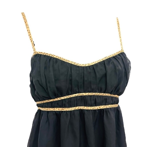 Victoria’s Secret Babydoll Dress Sheer Black Leopard Print Coquette Size Large - Picture 2 of 5